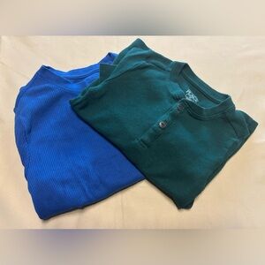 Set of 2‎ - Boys Long Sleeve Waffle Knit Sweater Tee Sz 4T & 4/5 Thermals
